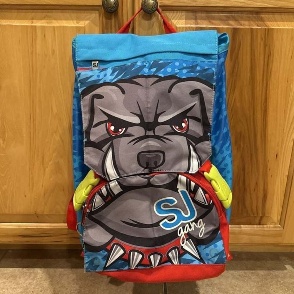 American Bulldog Graphic Logo Red And Blue Backpack